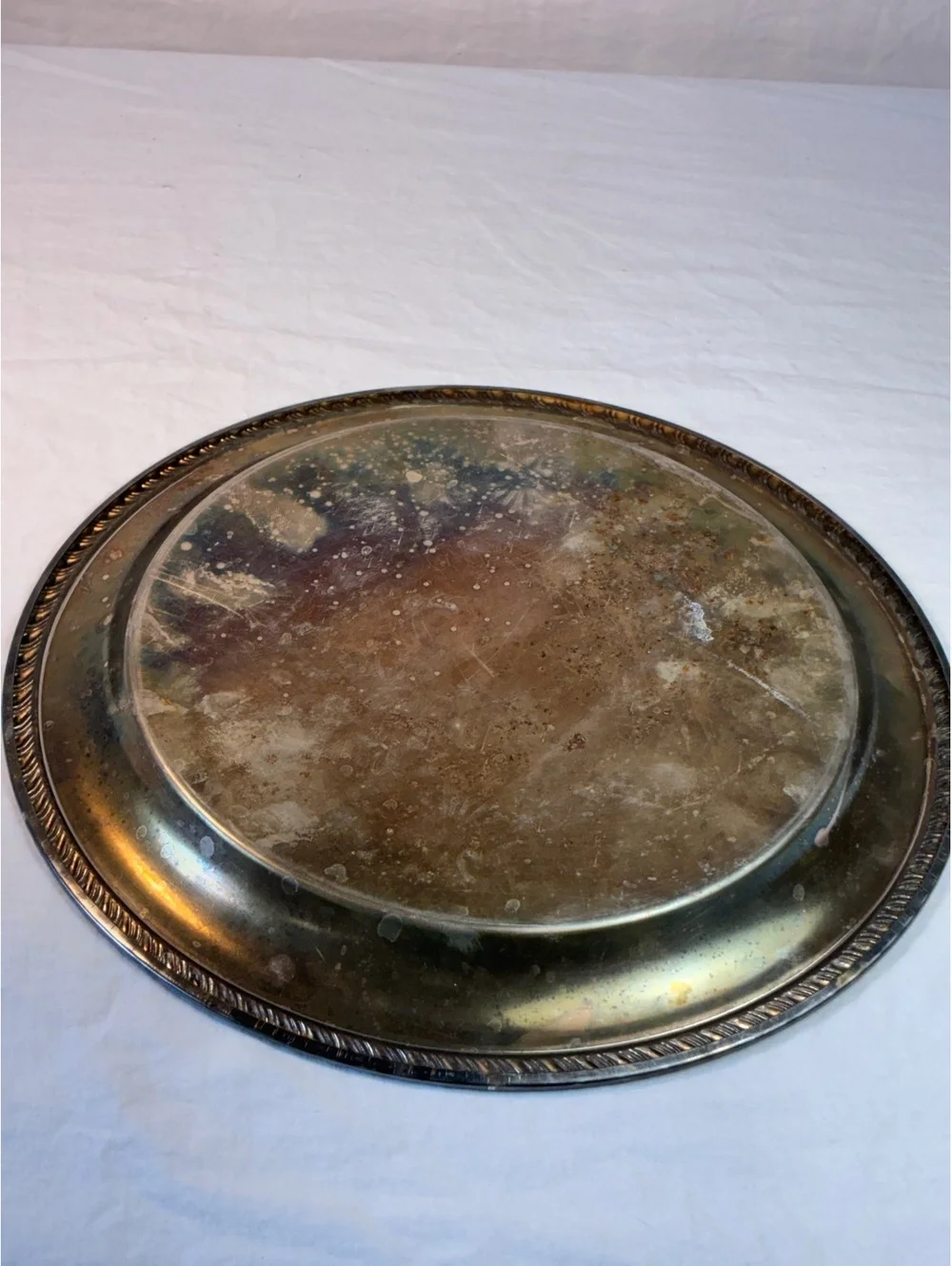 Vintage Ornate Silver Plated Decorative Serving Tray with Intricate Engraving